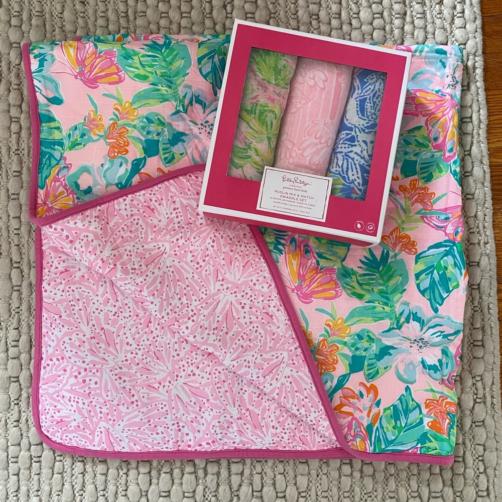 *New* Lily Pulitzer Baby Blanket and Swaddle set